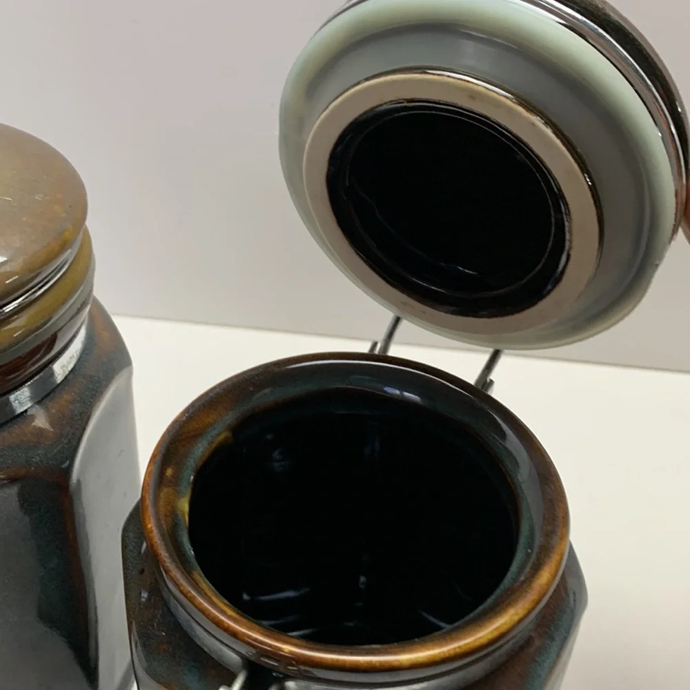 Lot of 2 Pier 1 Imports Ceramic Glazed Canisters